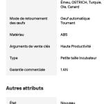 COUVEUSES :  INCUBATEUR DE 256 OEUFS