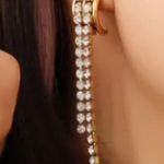 Boucle d'oreille longue en plaqué or 18k