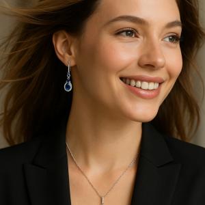 Ensemble collier et boucles d'oreilles en argent massif 925