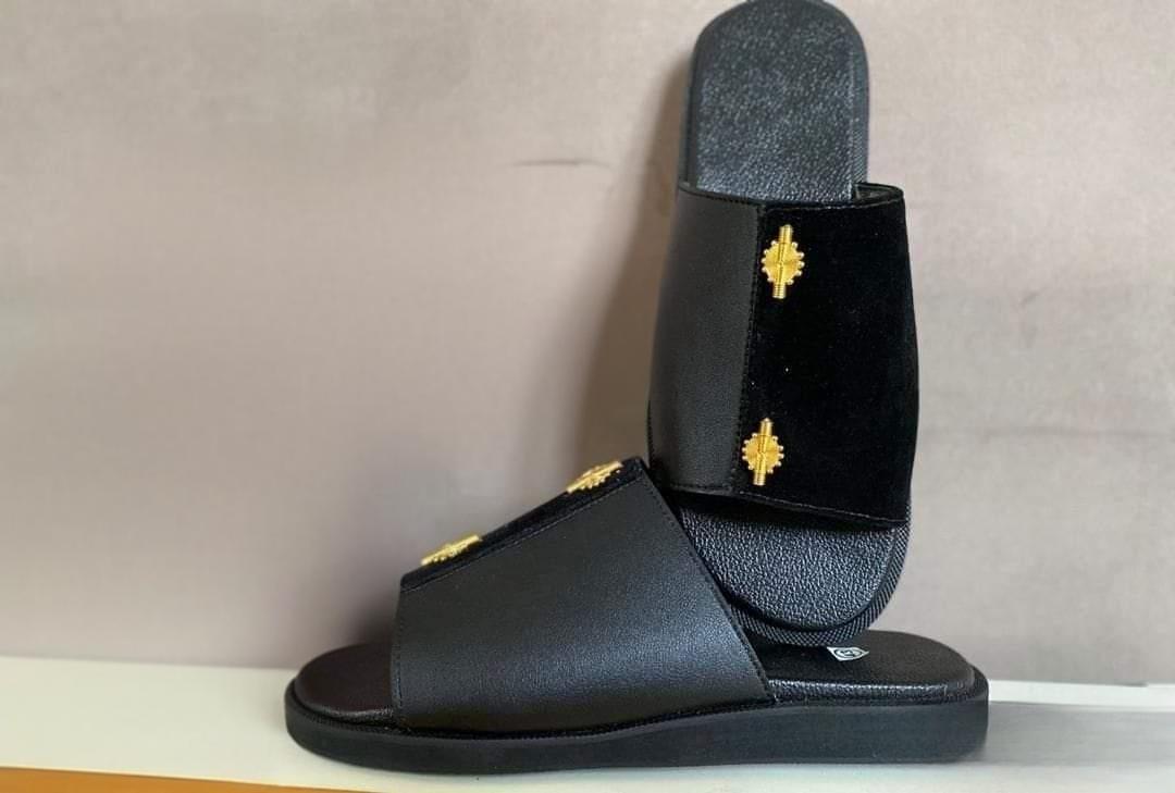 Sandales Diesel En Cuir Véritable Or & Noir - Pointure 6 Femme - Créateur Italien - Neuves
